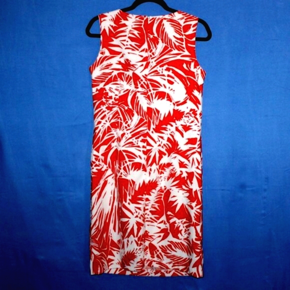 Ronni Nicole Leaf Print Shift Dress - Women's Size 6 - Red & White - Picture 2 of 6
